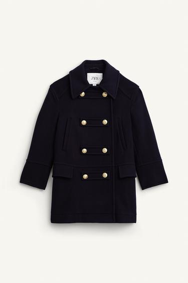 MANTEAU À BOUTONNAGE CROISÉ MÉLANGE DE LAINE ÉDITION LIMITÉE - Bleu marine de Zara - Image 6