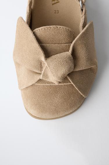 SABOTS AVEC NOEUD EN CUIR - Marron sable de Zara - Image 5