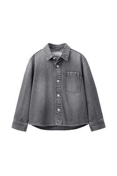 Zaras DENIMSKJORTA MED SLITEN EFFEKT - Grå - Bild 0