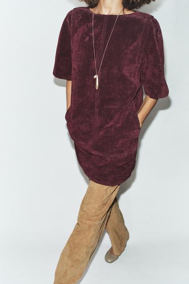 ROBE COURTE 100% CUIR DAIM - Bordeaux de Zara - Image 4