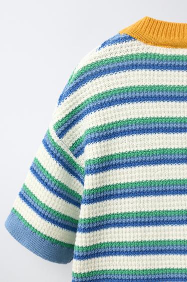 STRIPED KNIT T-SHIRT - Aquamarine by Zara - Image 3