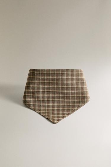 BANDANA ALGODÓN LINO CUADRO MASCOTAS - Verde de Zara