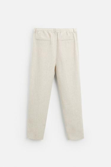 PANTALON 100 % LIN - Beige clair de Zara - Image 5