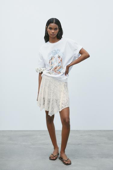 Zara GIRLS PRINT T-SHIRT - White