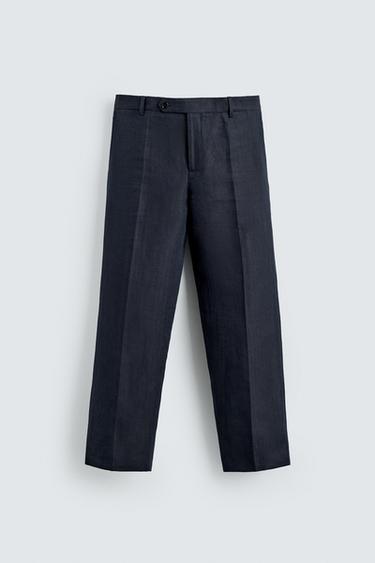 PANTALÓN TRAJE ESPIGA 100 % LINO - Índigo de Zara