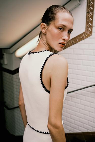 CONTRAST EMBROIDERY KNIT WAISTCOAT - White by Zara - Image 2