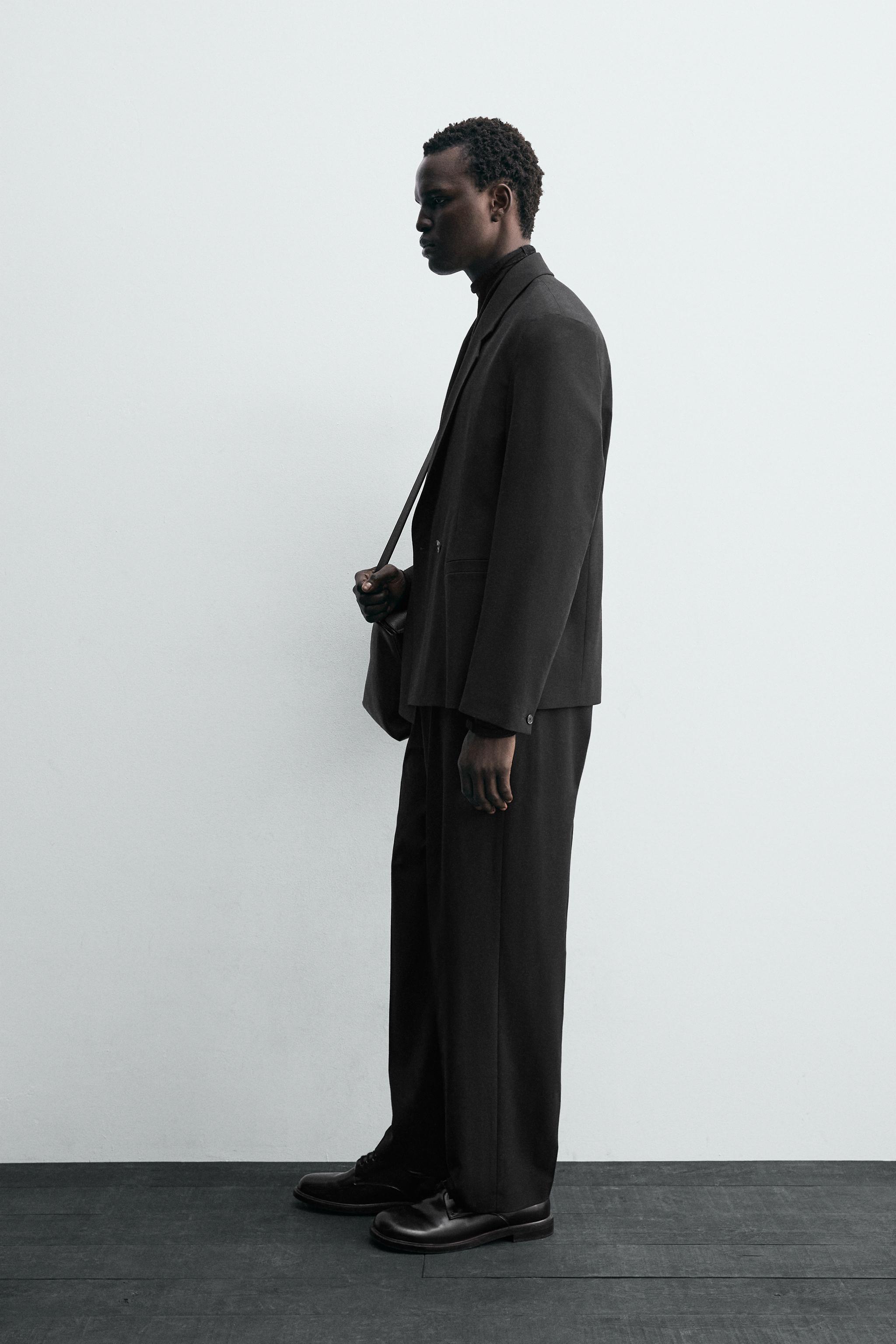 WOOL BLEND DOUBLE-BREASTED SUIT JACKET