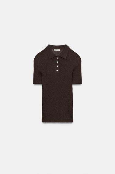 POLO RUSTIQUE MANCHES COURTES - Marron-Bleu de Zara - Image 4