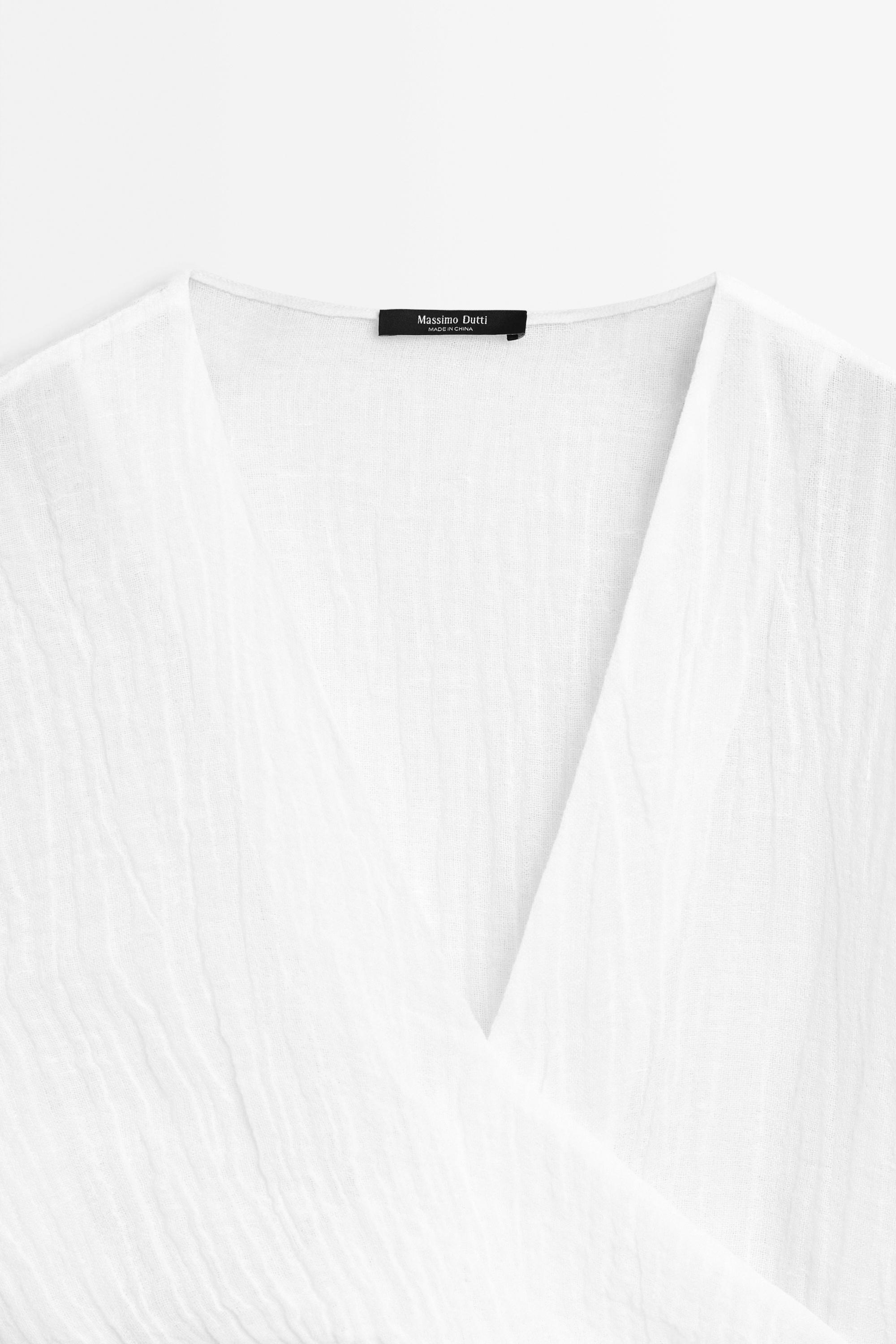 Chemisier à ceinture en lin mélangé