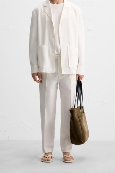 PANTALON FLUIDE PLIS - Blanc de Zara - Image 1