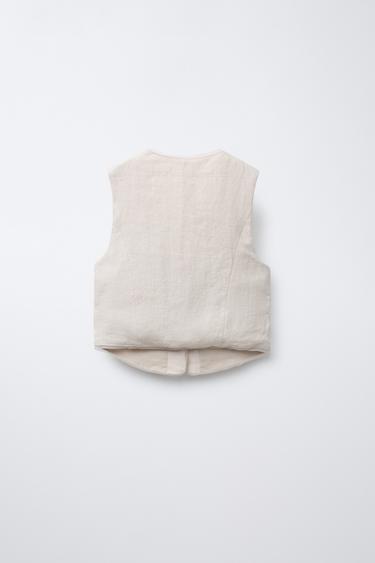 100% LINEN ORGANZA WAISTCOAT - Sand by Zara - Image 1