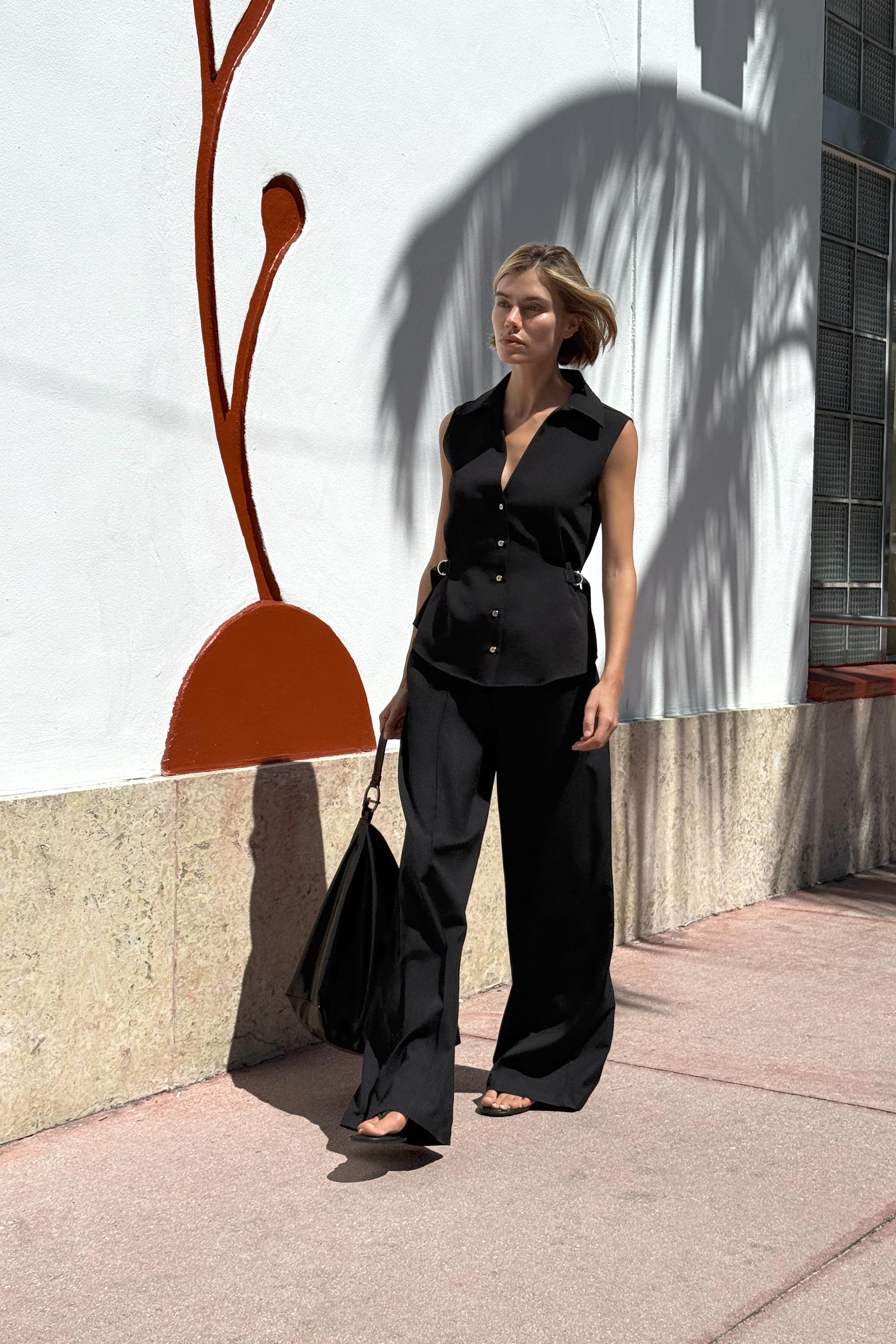 BELTED CREPE SHIRT - Black | ZARA United States BELTED CREPE SHIRT - Black | ZARA United States