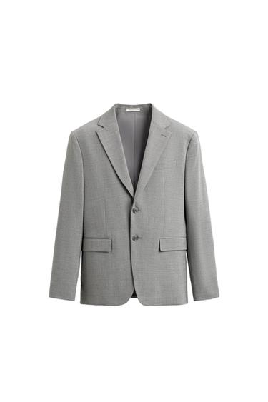 Zara SLIM FIT WOOL BLEND BLAZER - Light gray