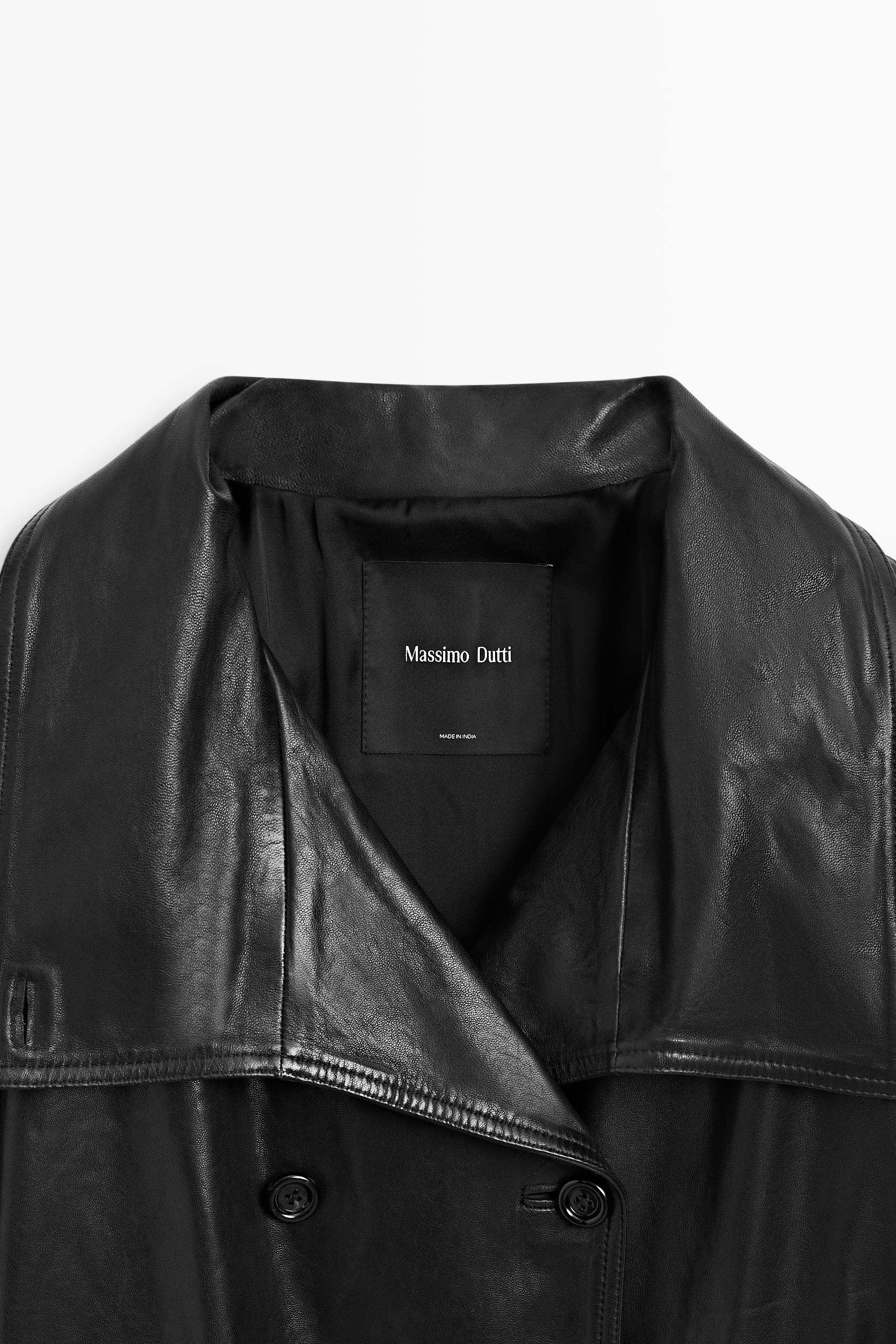 Short leather jacket with belt