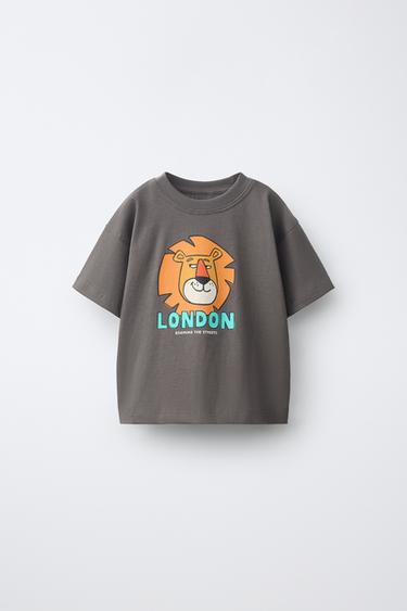 CAMISETA ESTAMPADA ANIMALES - Gris Antracita de Zara