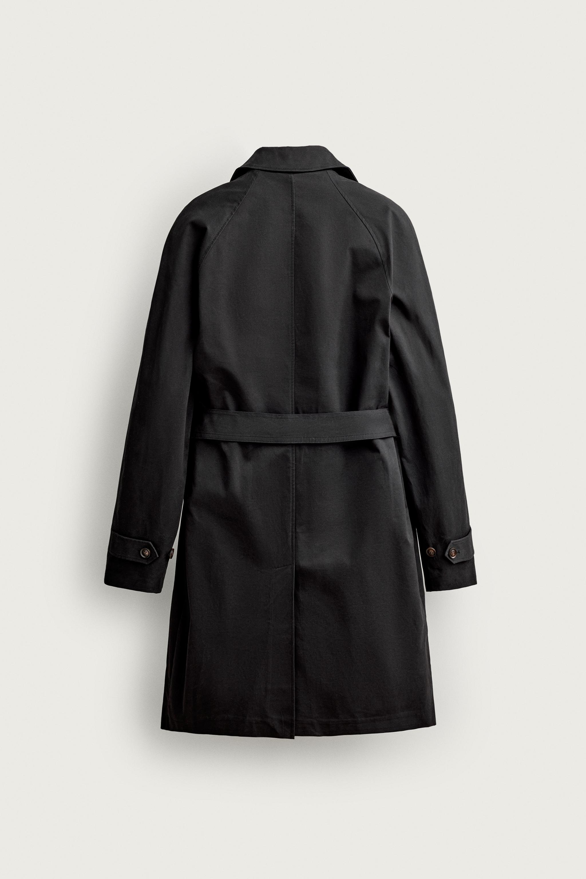 WATER-REPELLENT REGULAR FIT TRENCH COAT — Black