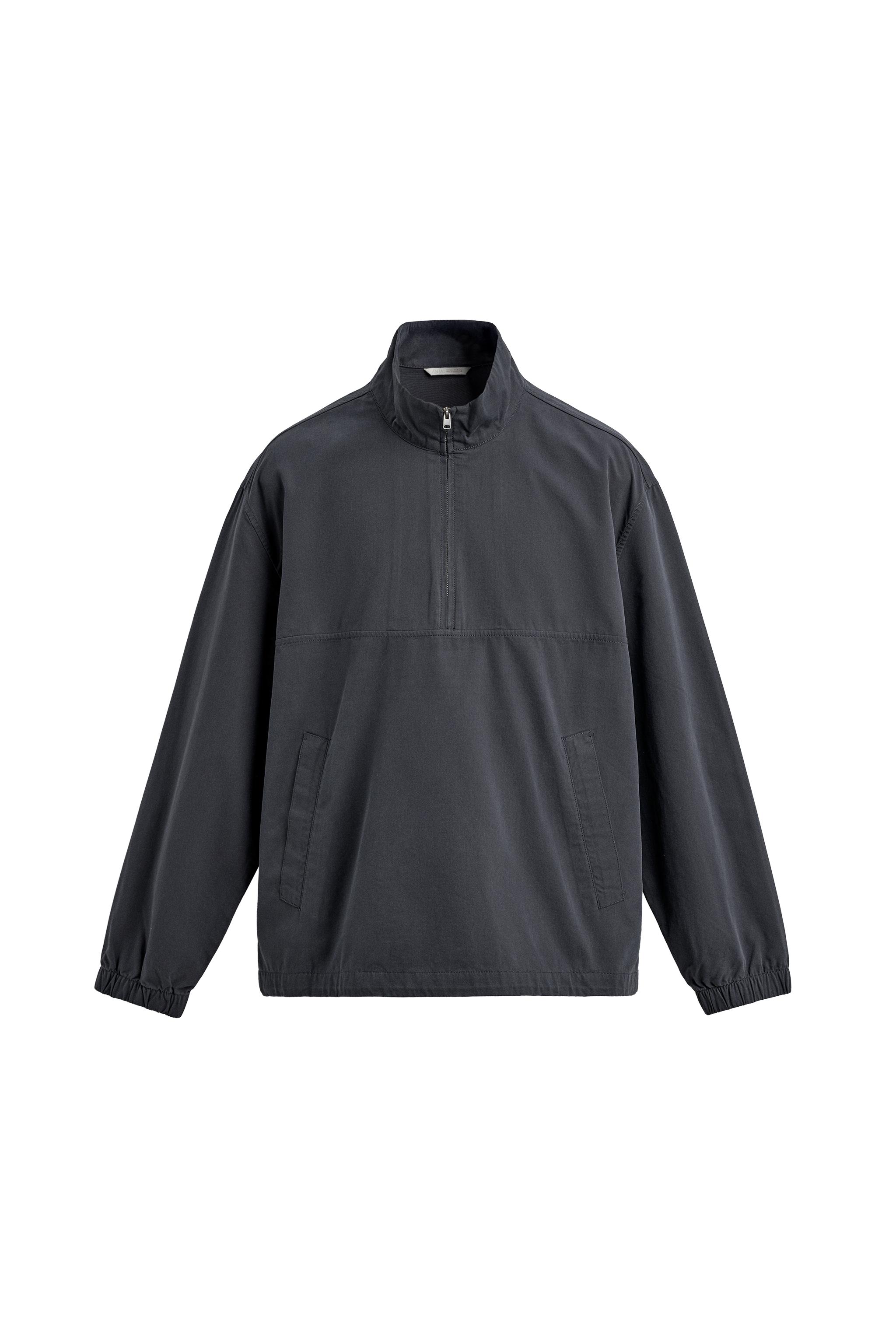 COTTON-LYOCELL QUARTER-ZIP OVERSHIRT - Anthracite grey | ZARA Turkey
