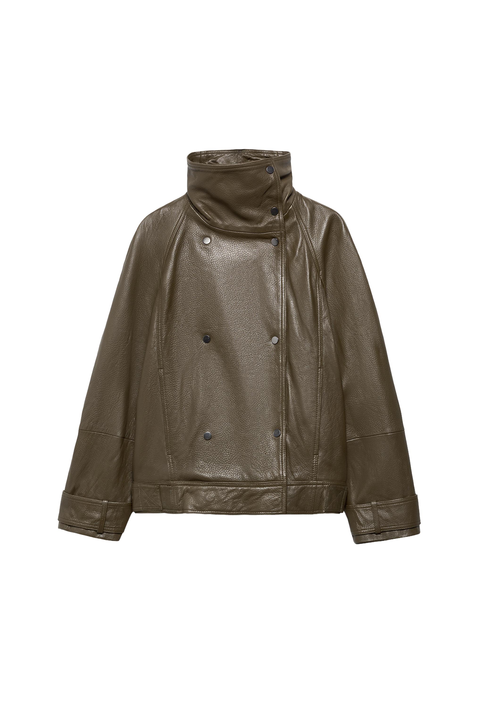 ZW COLLECTION LIMITED EDITION OVERSIZED LEATHER JACKET - Mid-green