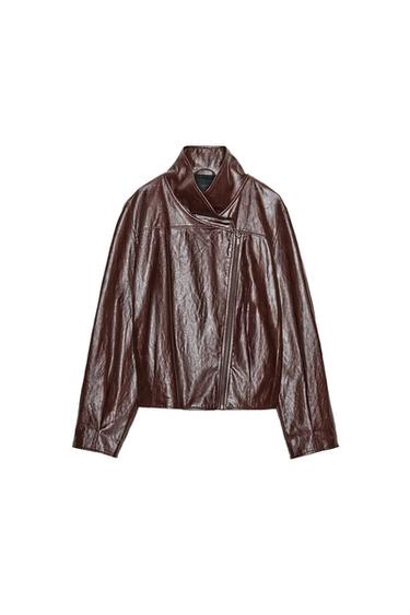 ZW COLLECTION FAUX LEATHER JACKET - Burgundy by Zara