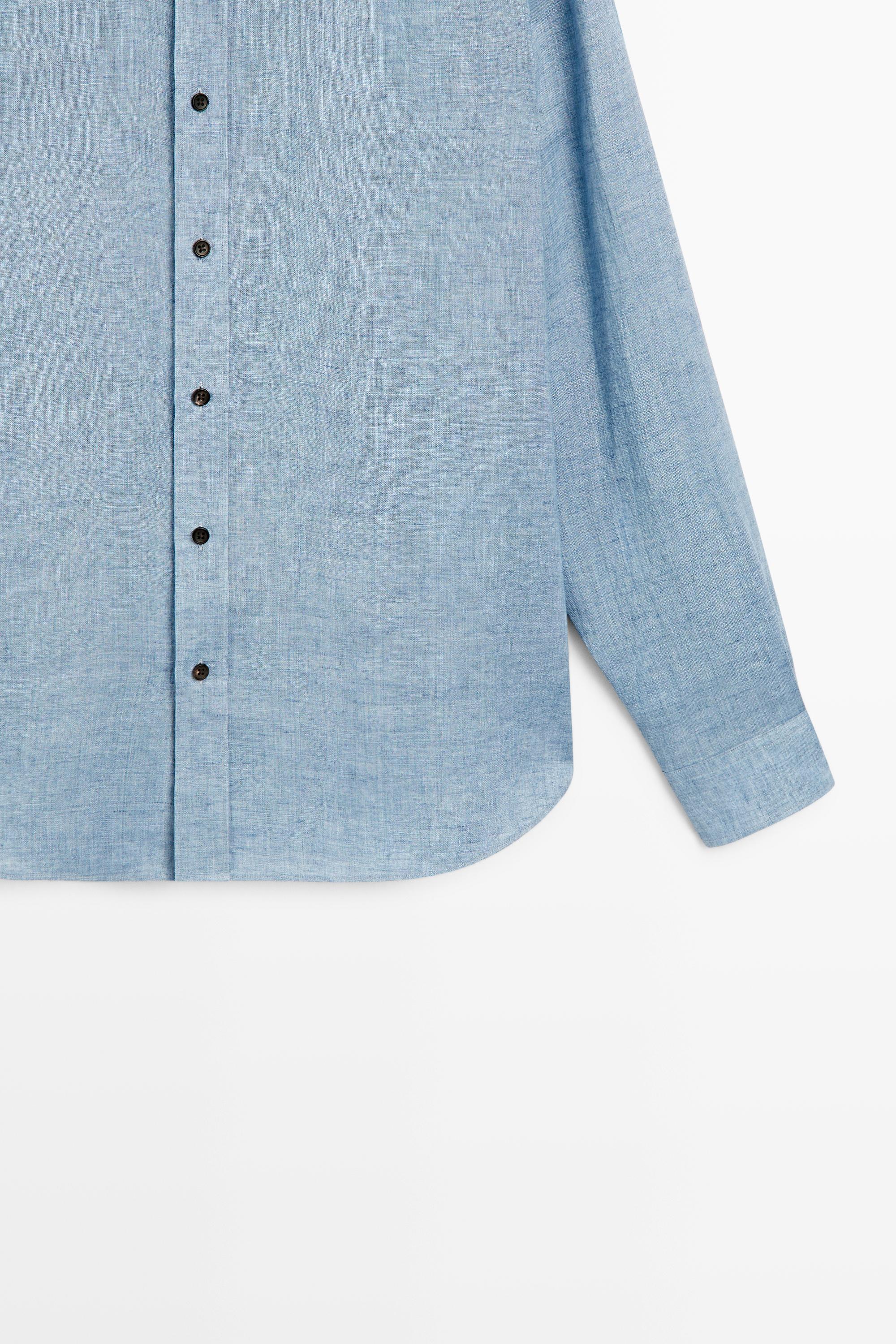 Chemise regular fit 100 % lin boutons contrastés