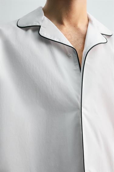 LIMITED EDITION PYJAMA SET WITH CONTRAST PIPING - White by Zara - Image 6