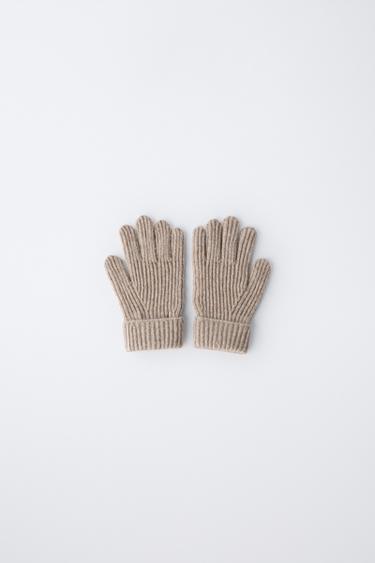 PLAIN KNIT GLOVES - camel by Zara - Image 0