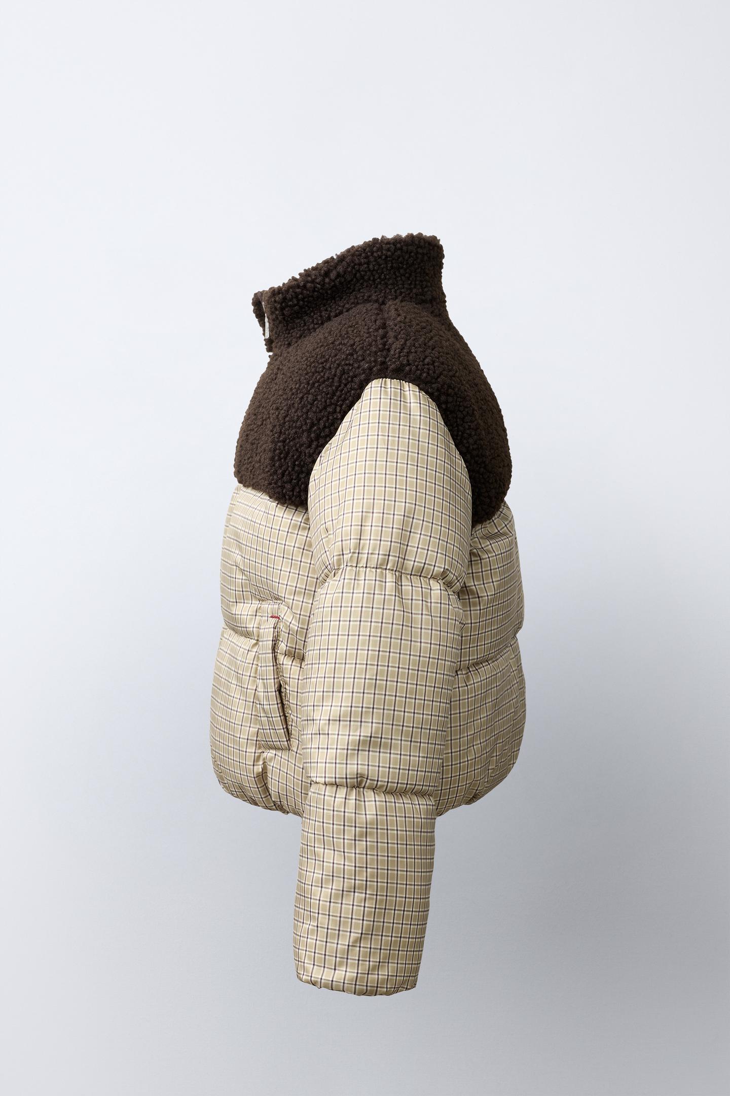 Детская куртка Zara Checked Faux Shearling Padded, цвет: Экрю / Коричневый — фото 4