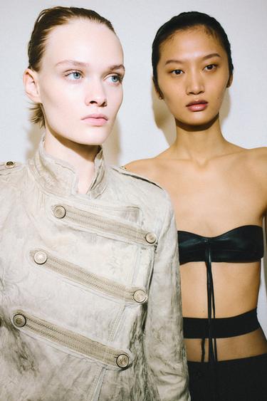 Zara ZW COLLECTION LIMITED EDITION JACQUARD CROPPED JACKET - Beige