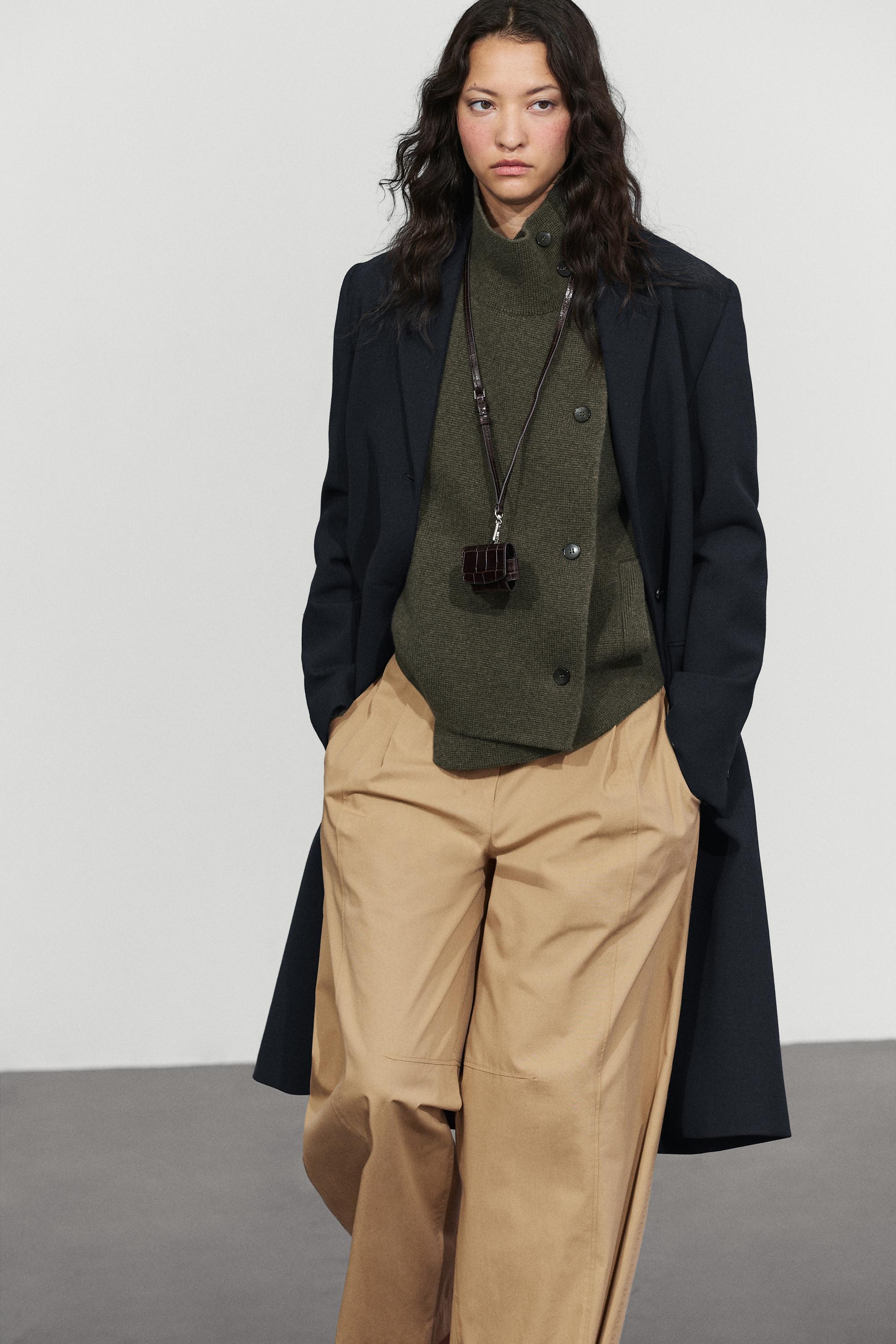 Double-breasted wool-blend knit jacket