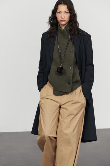 Double-breasted wool-blend knit jacket — Dark salmon 1