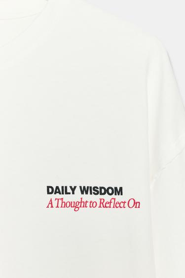 LONG SLEEVE SLOGAN T-SHIRT - White by Zara - Image 5