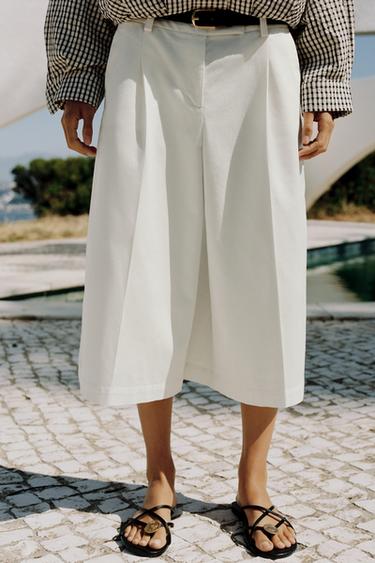 BERMUDA LONG AVEC CEINTURE - Blanc de Zara