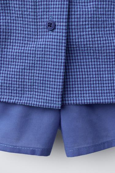 GINGHAM CHECK BERMUDA SKORT - Cornflower blue by Zara - Image 3
