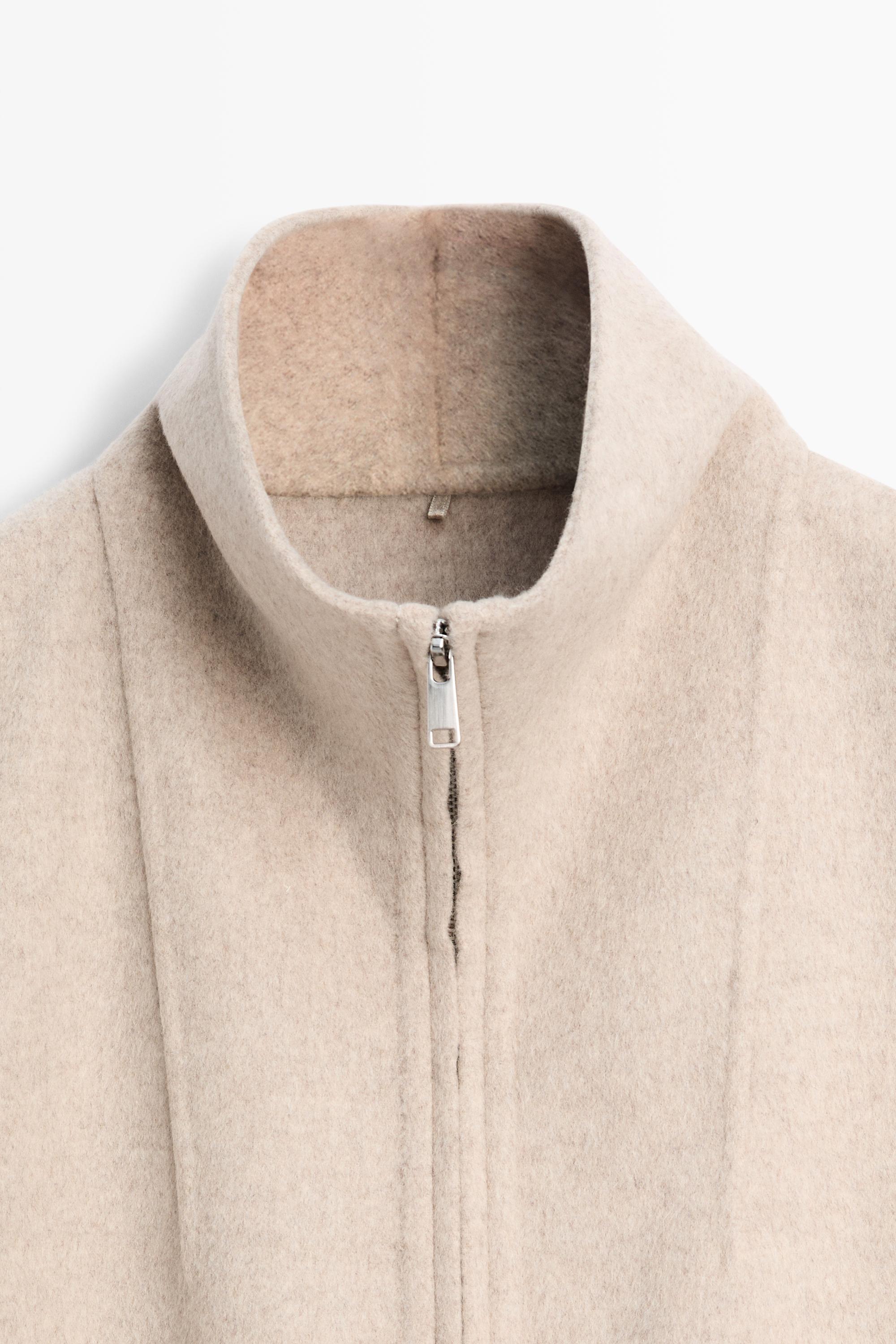 Wool blend bomber jacket — Beige