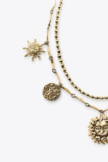 PACK OF 2 SUN AND MOON NECKLACES - Golden by Zara - Image 2