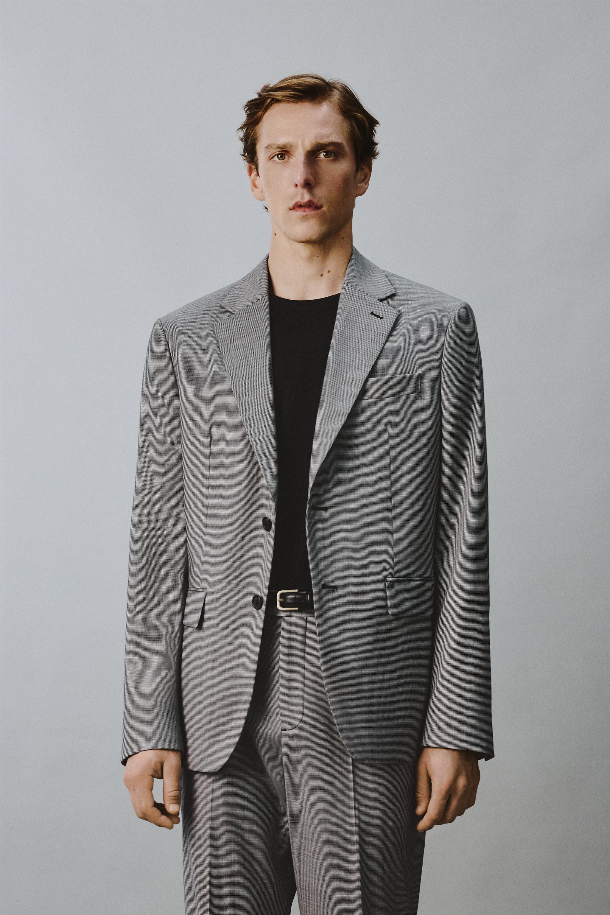 PLAID WOOL BLEND SUIT JACKET