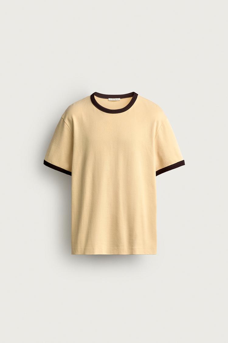 RINGER BASIC CONTRAST RIBBED T-SHIRT