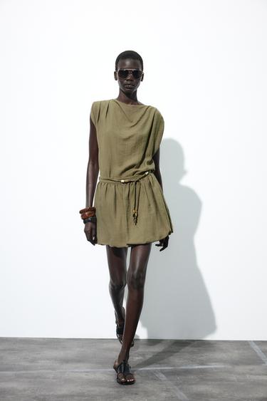 HALENKA BEZ RUKÁVŮ - Tmavá khaki od Zara