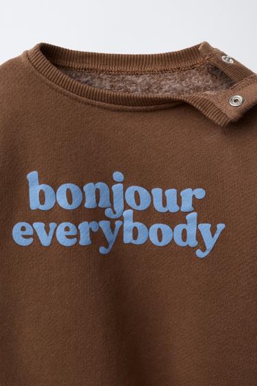 SLOGAN PRINT SWEATSHIRT - Brown by Zara - Image 2