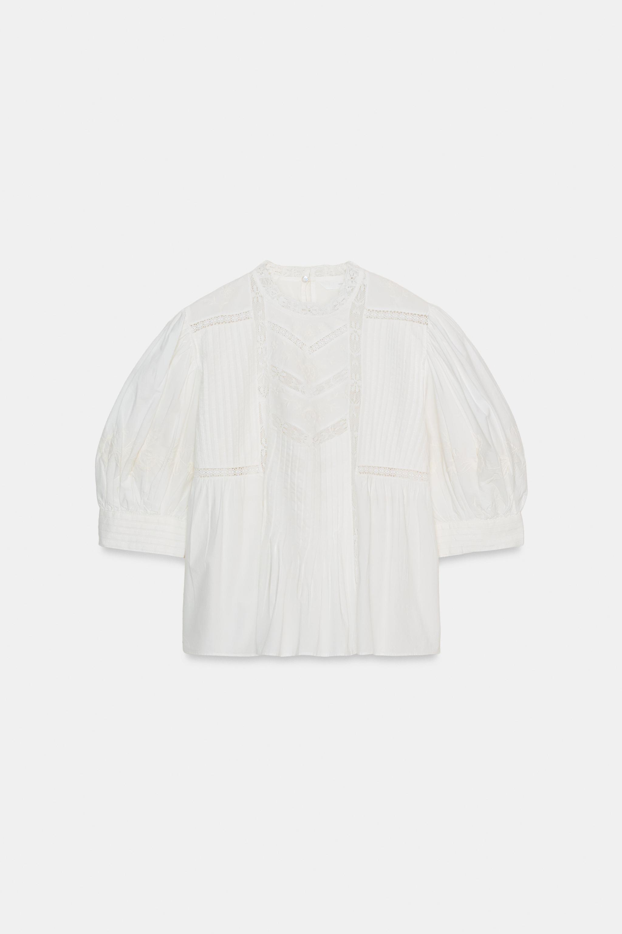 EMBROIDERED SHIRT ZW COLLECTION - Ecru | ZARA United States