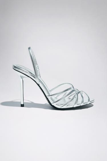 SANDALIA TACÓN EFECTO METALIZADO - Plata de Zara