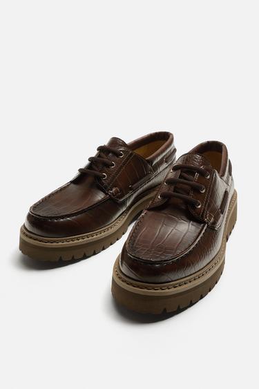 CHAUSSURES BATEAU GRAVÉES - Marron de Zara - Image 3