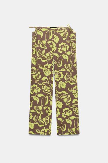 PRINTED TROUSERS WITH VENTS - Brown / Green by Zara - Image 6