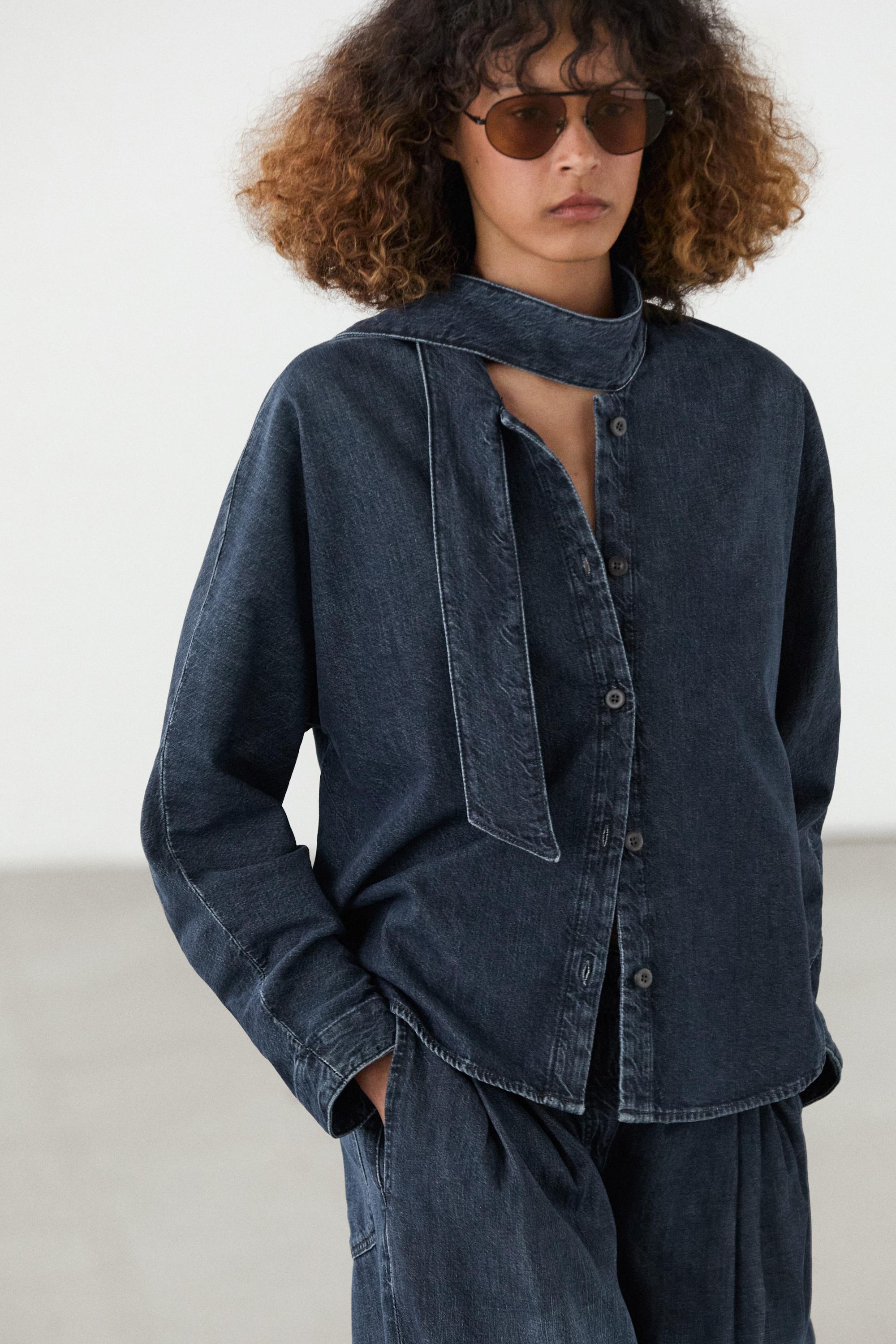 Denim shirt with collar detail