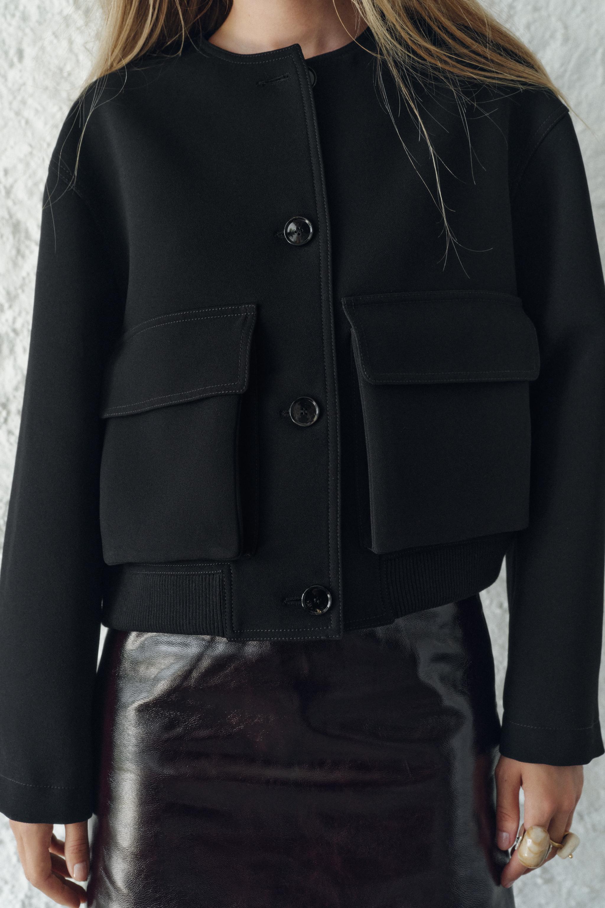 POCKET BOMBER JACKET ZW COLLECTION - Black | ZARA United States POCKET BOMBER JACKET ZW COLLECTION - Black | ZARA United States
