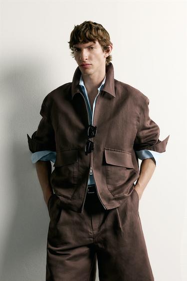 SURCHEMISE COUPE DÉCONTRACTÉE LIN ET COTON - Marron de Zara