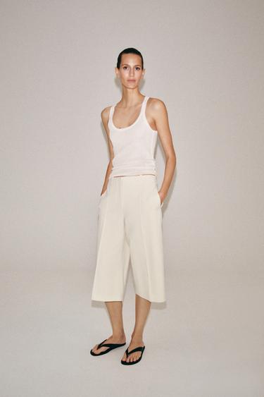 ZW COLLECTION BERMUDA-SHORTS MED LÆG - Beige fra Zara