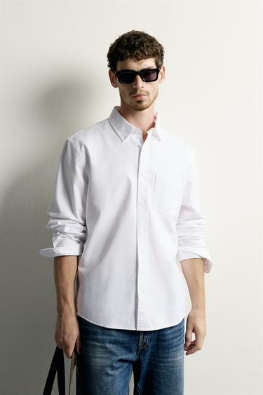 REGULAR FIT TEXTURED OXFORD SHIRT - White by Zara