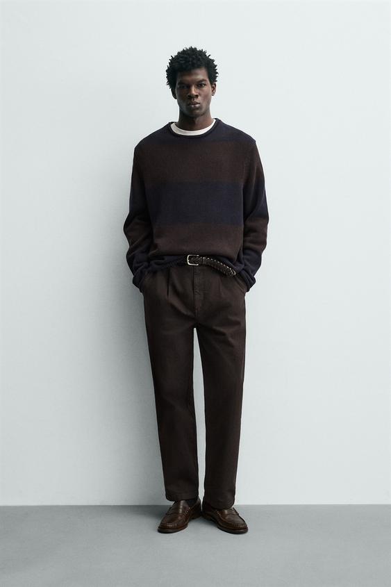PLEATED STRAIGHT FIT PANTS