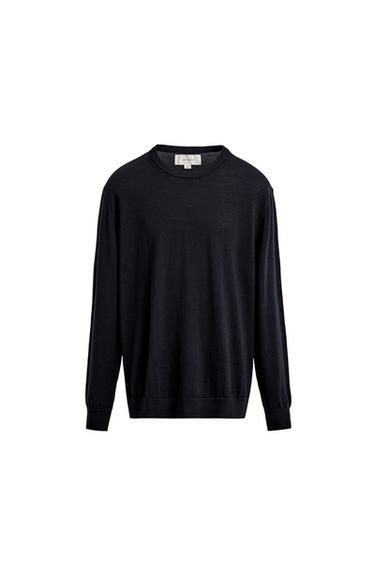 Zara 100% WOOL SWEATER - Navy blue